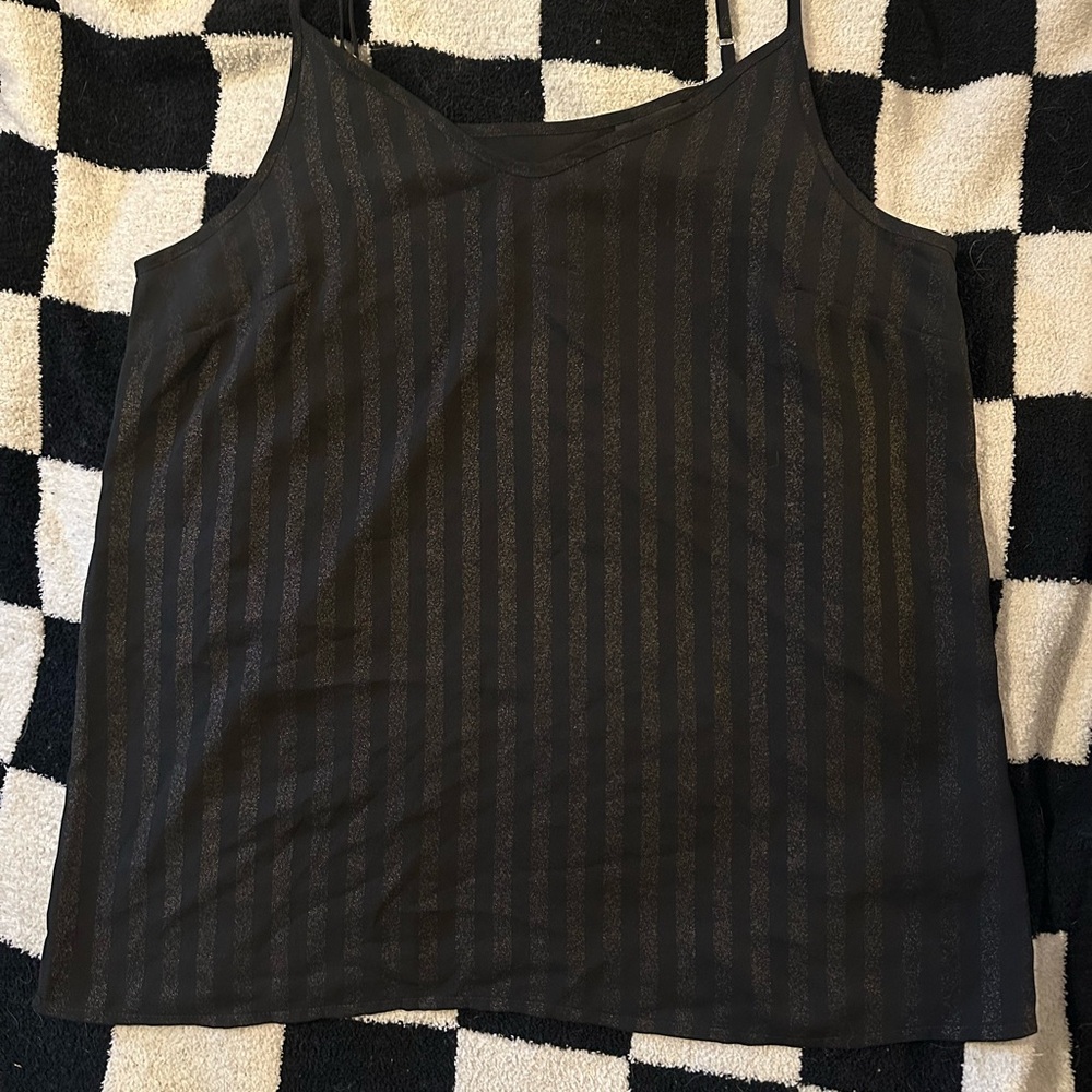 Mossimo Black and Gold Striped V-neck Tank Top